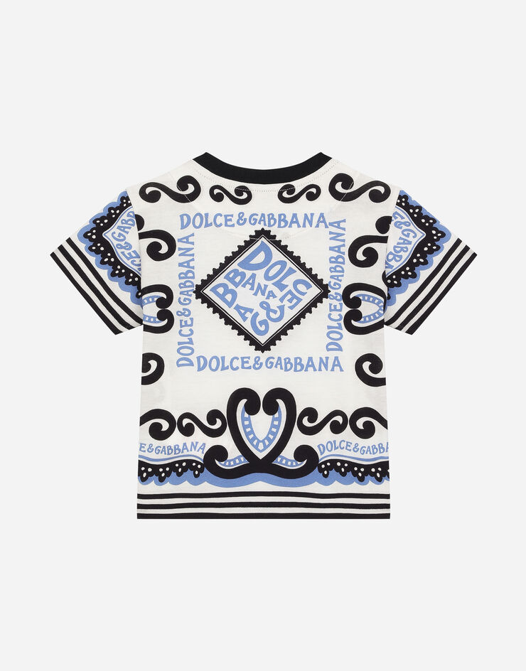 Dolce & Gabbana T-shirt en jersey à imprimé marine Bleu Ciel L1JTEYG7L1B