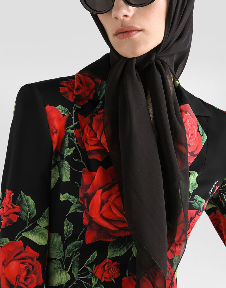Dolce & Gabbana Rose-print charmeuse single-breasted jacket Dolce & Gabbana Rose-print charmeuse single-breasted jacket Multicolor F26S5TFSA9R