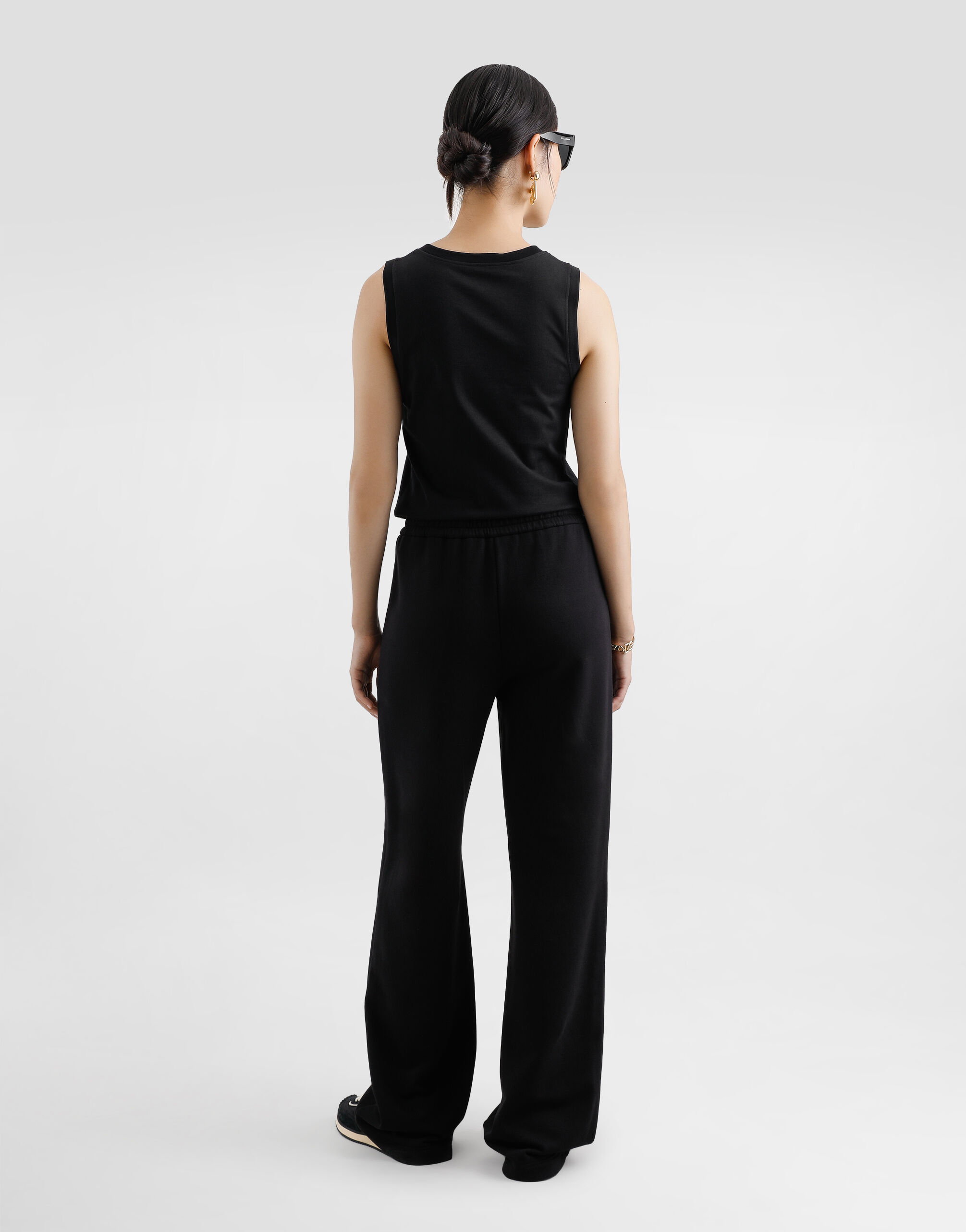 Oversize jersey tank top with DG logo embroidery in Black