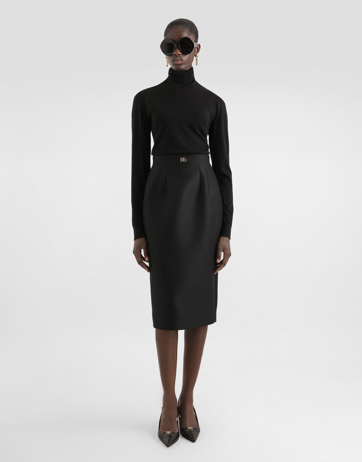 Dolce & Gabbana Faille sheath skirt Black F4CJGTFU3R1