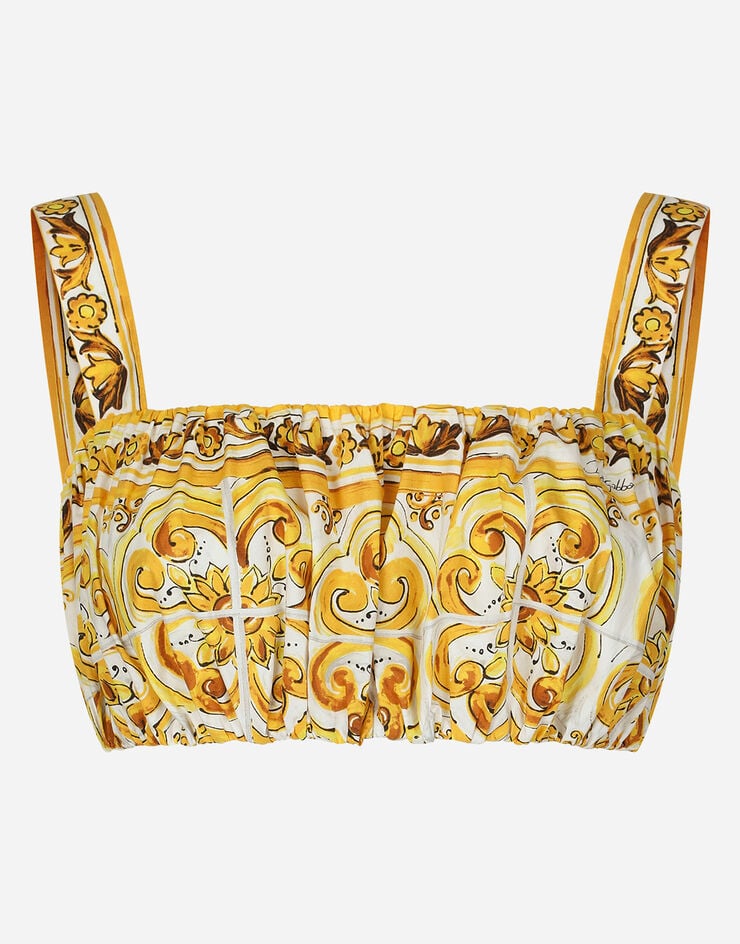 Dolce & Gabbana Top mit Trägern aus Popeline Majolika-Print Drucken F755PTHH5EA