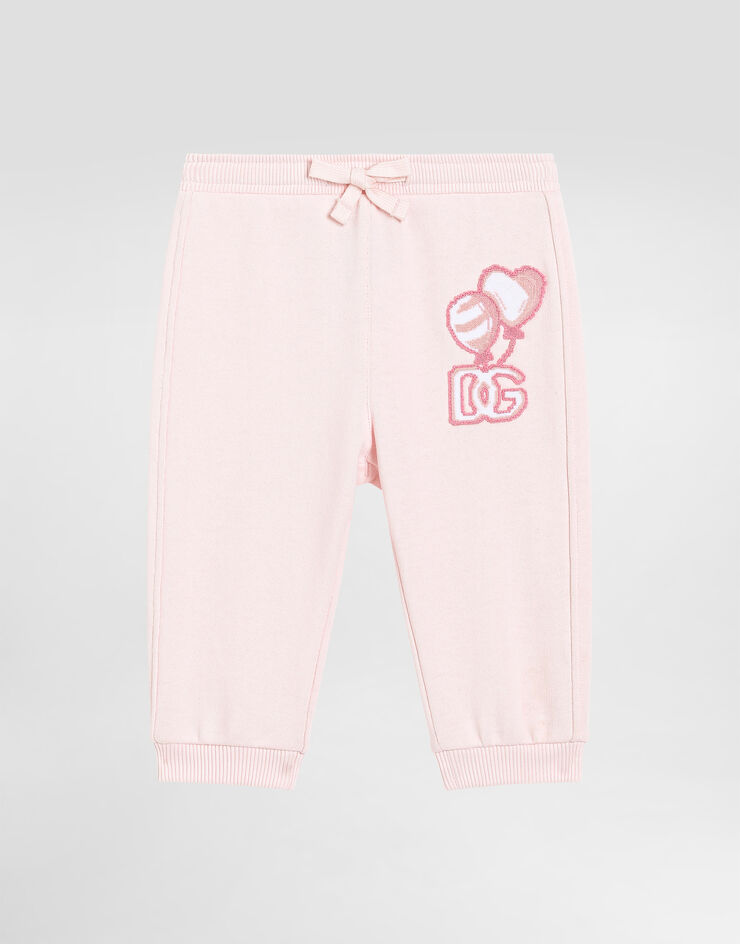 Dolce & Gabbana Fleece jogging pants with patch Pink L2JPF6G7O1J