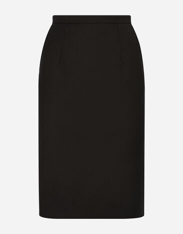 Dolce & Gabbana Gonna midi a tubino in crêpe di lana Nero F4CR0THUMF2