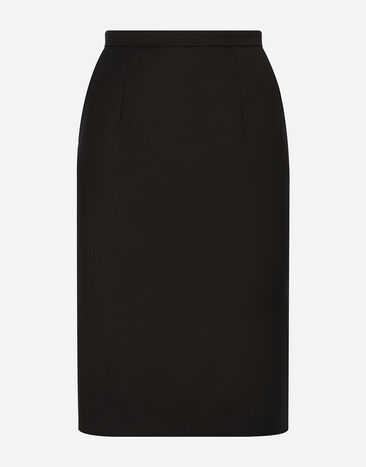 Dolce & Gabbana Wool crepe midi pencil skirt Black F6H0ZTFLRE1