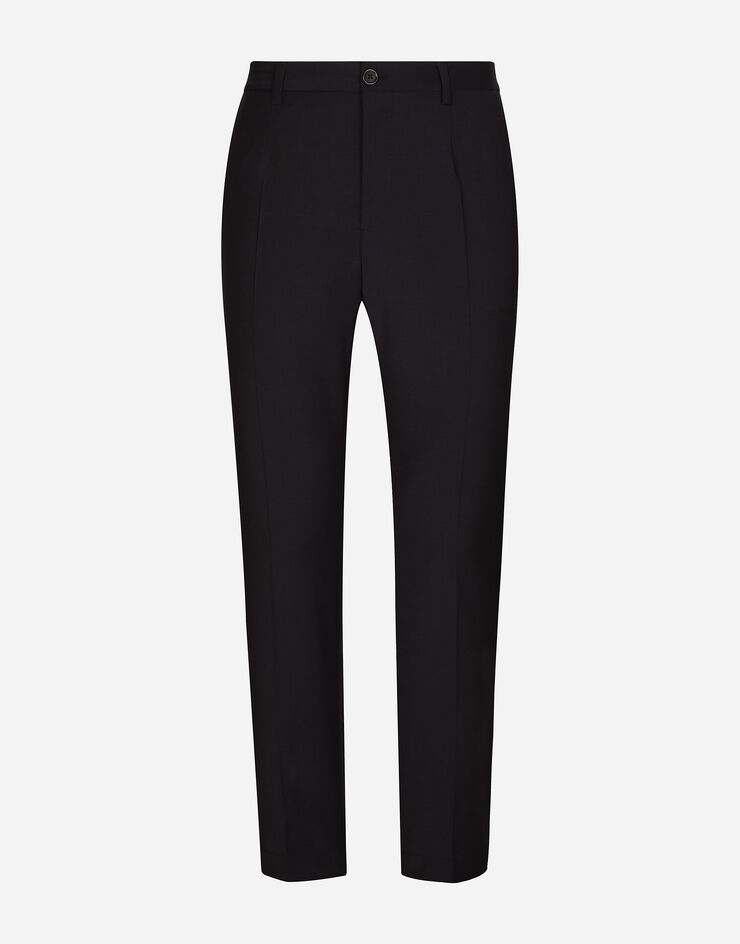 Dolce&Gabbana Stretch wool pants with DG embroidery Blue GW13EZFURIR