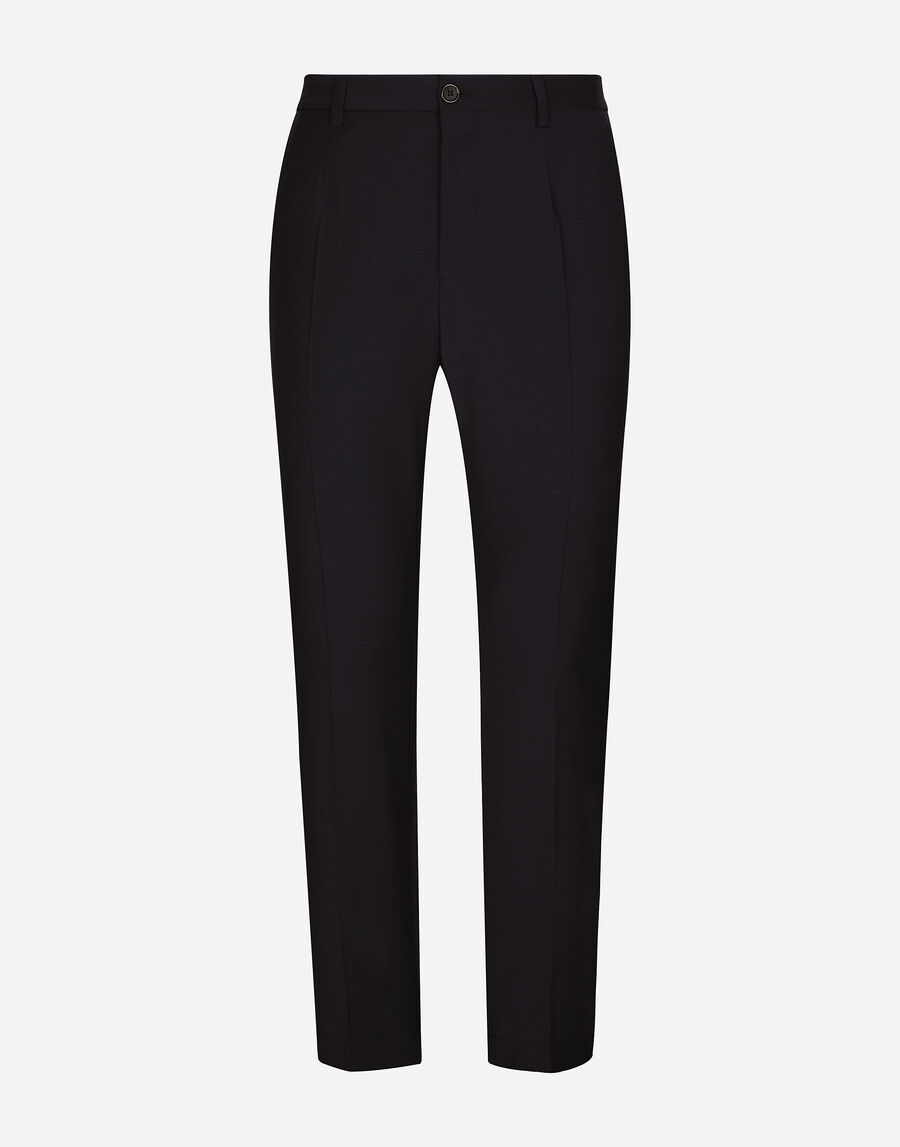 Stretch wool pants with DG embroidery
