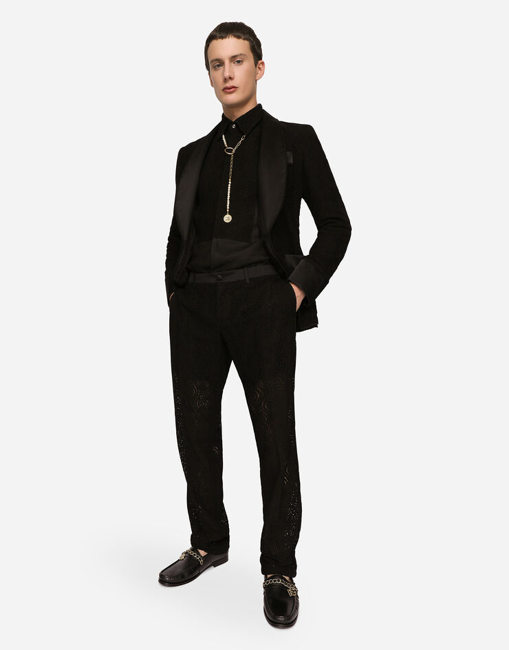 Dolce & Gabbana Lace Sicilia-fit tuxedo jacket Black G2QU2TFLM9D