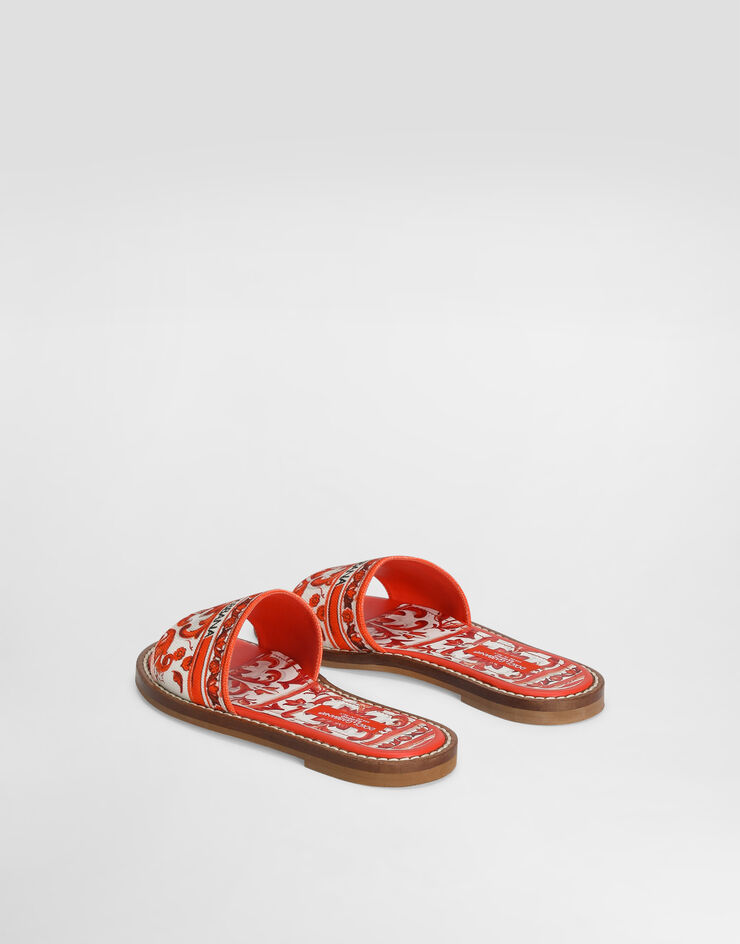 Dolce & Gabbana Majolica-print canvas flat slippers Multicolor D11330AF538