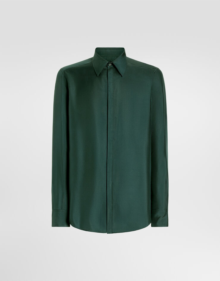 Dolce & Gabbana Martini silk twill shirt Green G5MA3TFU1XB