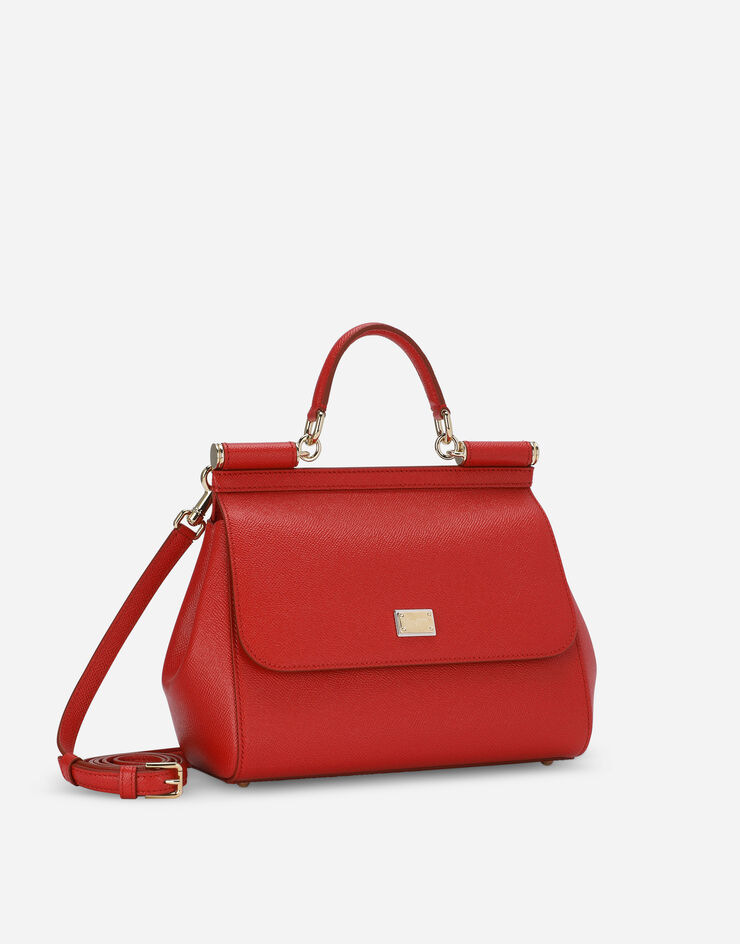 Dolce & Gabbana Mittelgrosse Sicily tasche aus dauphine-leder ROT BB6002A1001