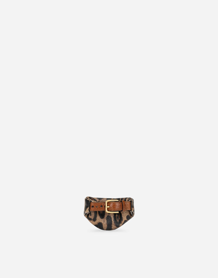 Dolce & Gabbana Neceser en crespo estampado leopardo con placa con logotipo Multicolor BI2821AW384