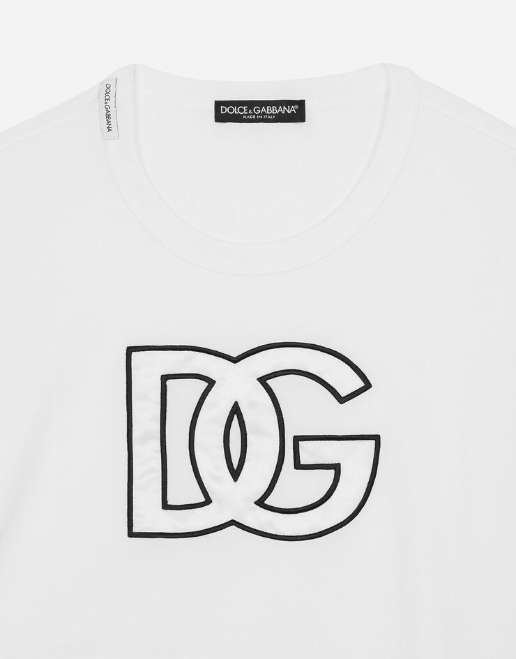 Dolce & Gabbana Baumwoll-T-Shirt mit DG-Patch Weiss G8PL5ZFU7EQ