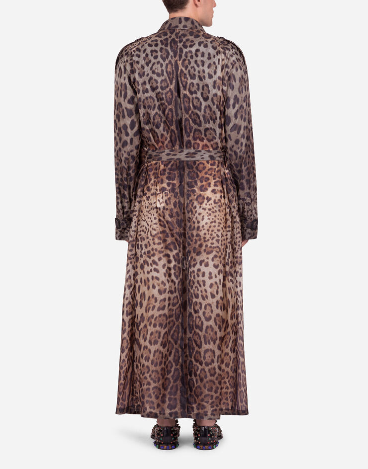 Dolce & Gabbana Single-breasted trench jacket in nylon with leopard print ESTAMPADO ANIMAL G016QTHSM3B