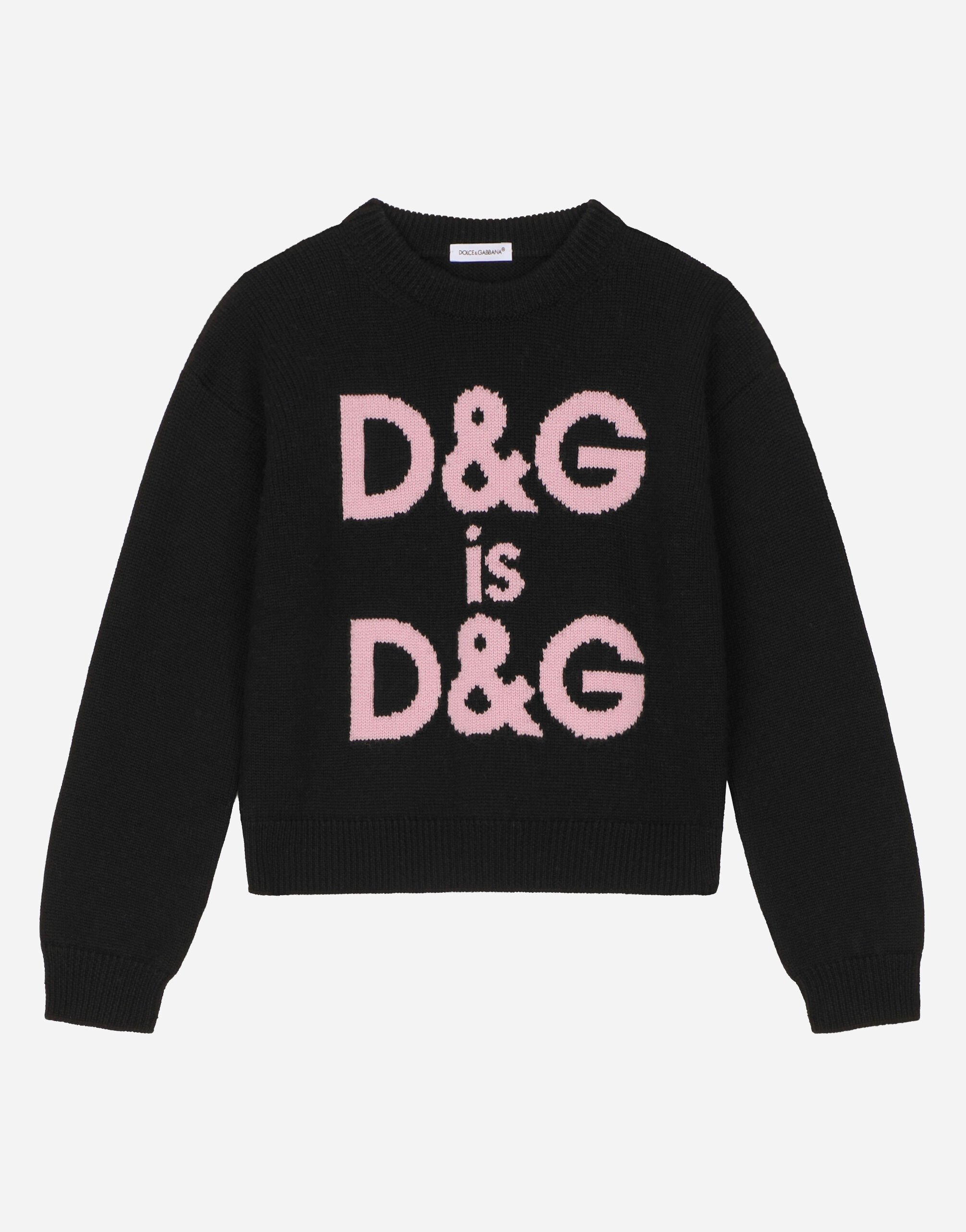 Dolce & Gabbana Round-neck sweater with DG logo inlay Rojo L5KWK8JBCCL