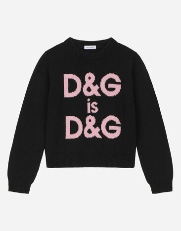 Dolce & Gabbana Round-neck sweater with DG logo inlay Pink L5KWM8JBCGC
