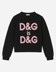 Dolce & Gabbana Round-neck sweater with DG logo inlay Black L5JTLEG7JJ4