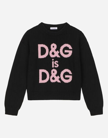 Dolce & Gabbana Round-neck sweater with DG logo inlay Negro L5KWK5JCVT2