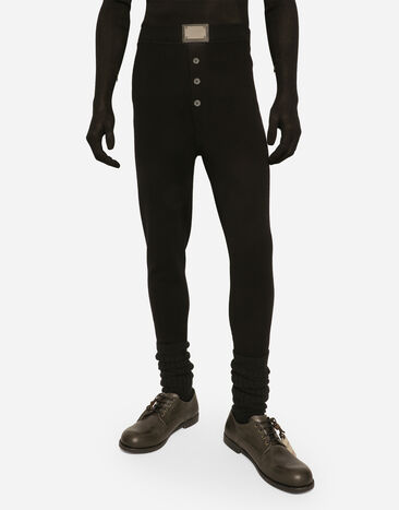 Dolce & Gabbana Leggings de lana con placa con logotipo Negro GXR51TJCVM0