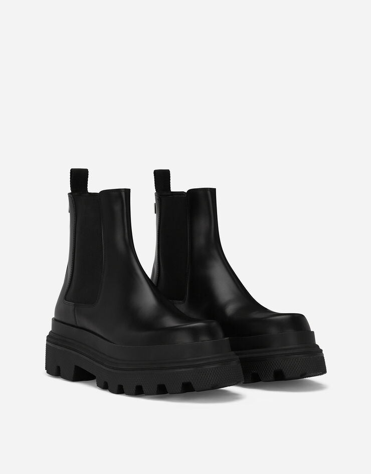 Dolce&Gabbana حذاء بوت تشيلسي من جلد عجل مصقول أسود A60565AB640