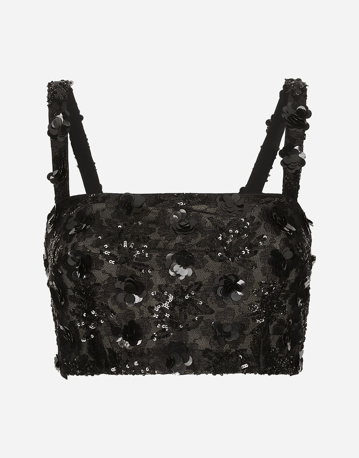 Dolce & Gabbana Bralette-Top mit Paillettenstickerei Schwarz F79AATILMA0