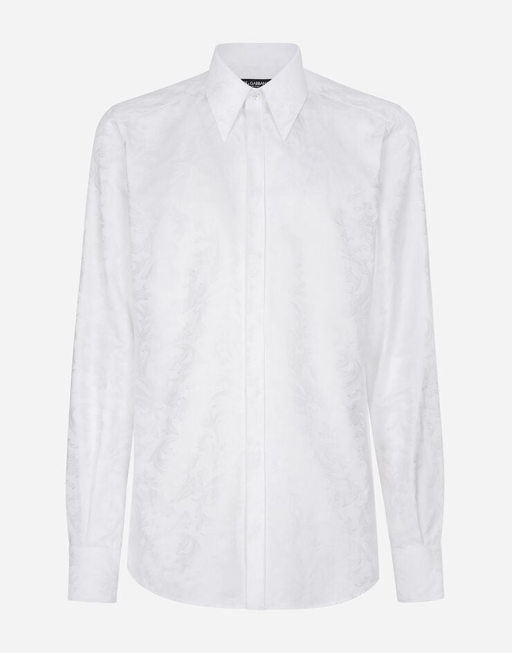 Dolce & Gabbana Floral cotton jacquard Martini-fit shirt White G5JL8TPJ5AE