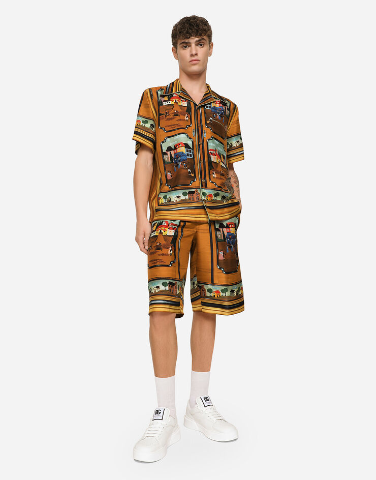 Dolce&Gabbana Silk habotai jogging shorts with closet print Multicolor I4284MGH176