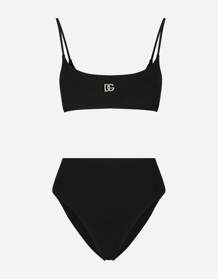 Dolce & Gabbana Bralet bikini with DG logo Black O8B00JFUGA2