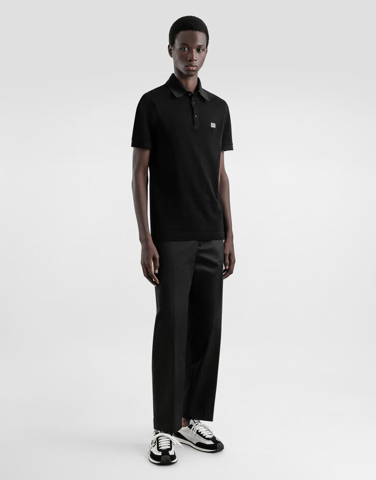 Dolce & Gabbana 标牌棉质 Polo 衫 黑 G8SN1TFU7EN