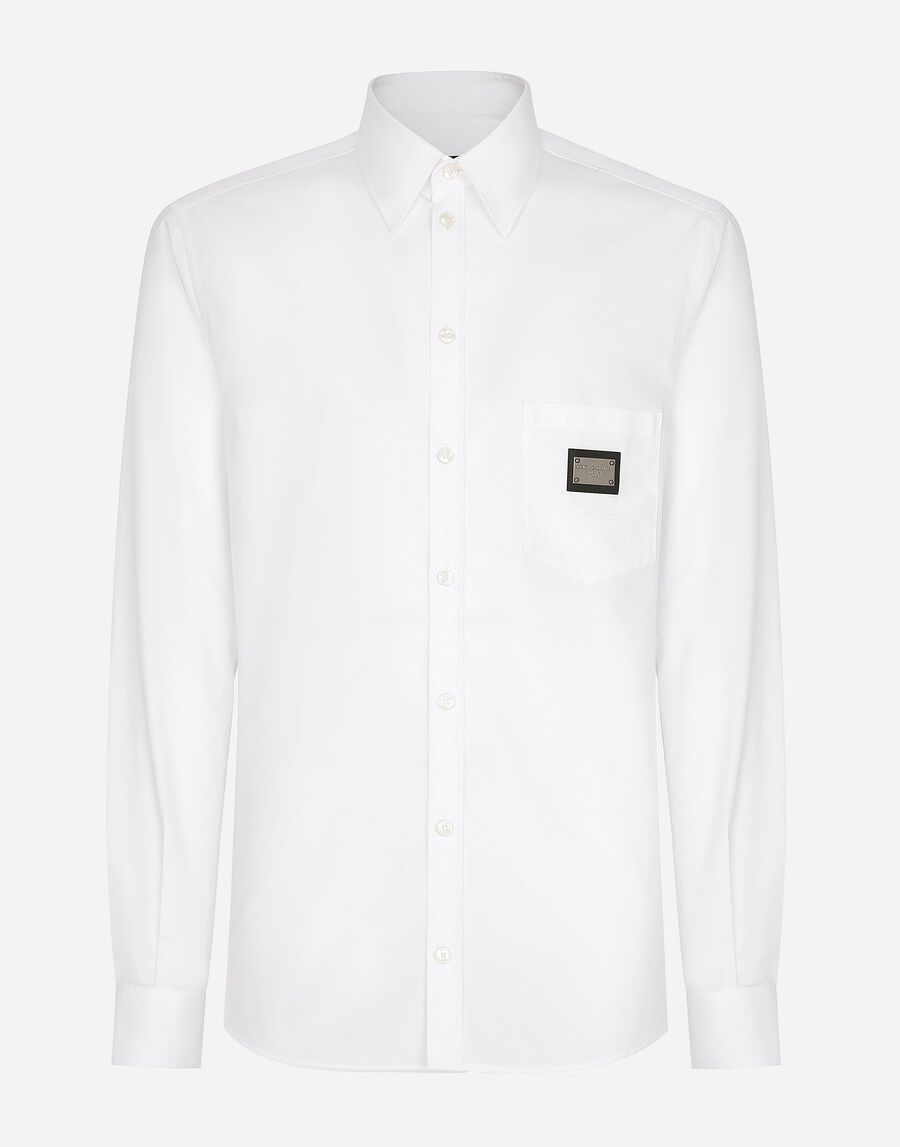 Cotton Martini-fit shirt with branded tag