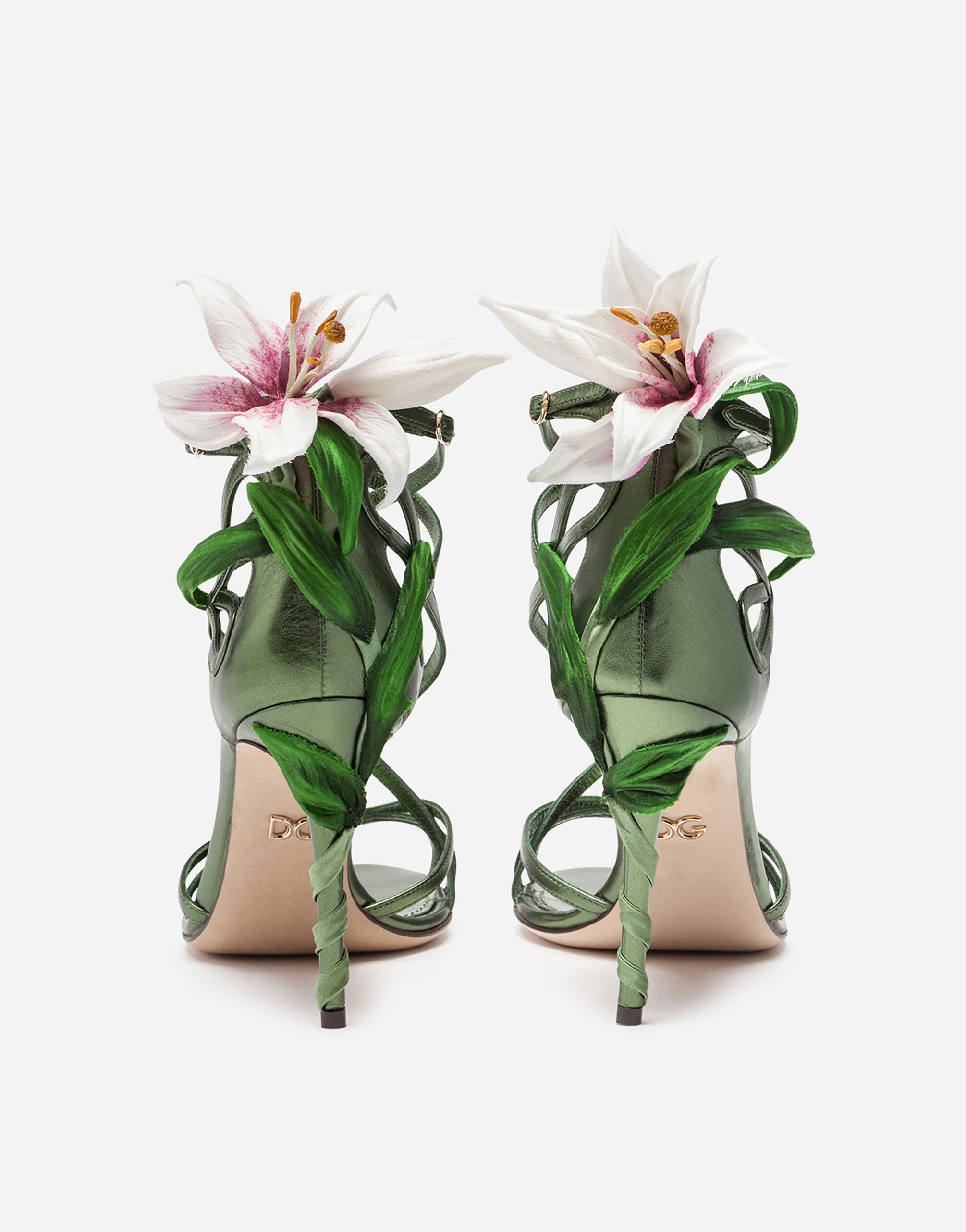 Mordore nappa sandals with lily embroidery
