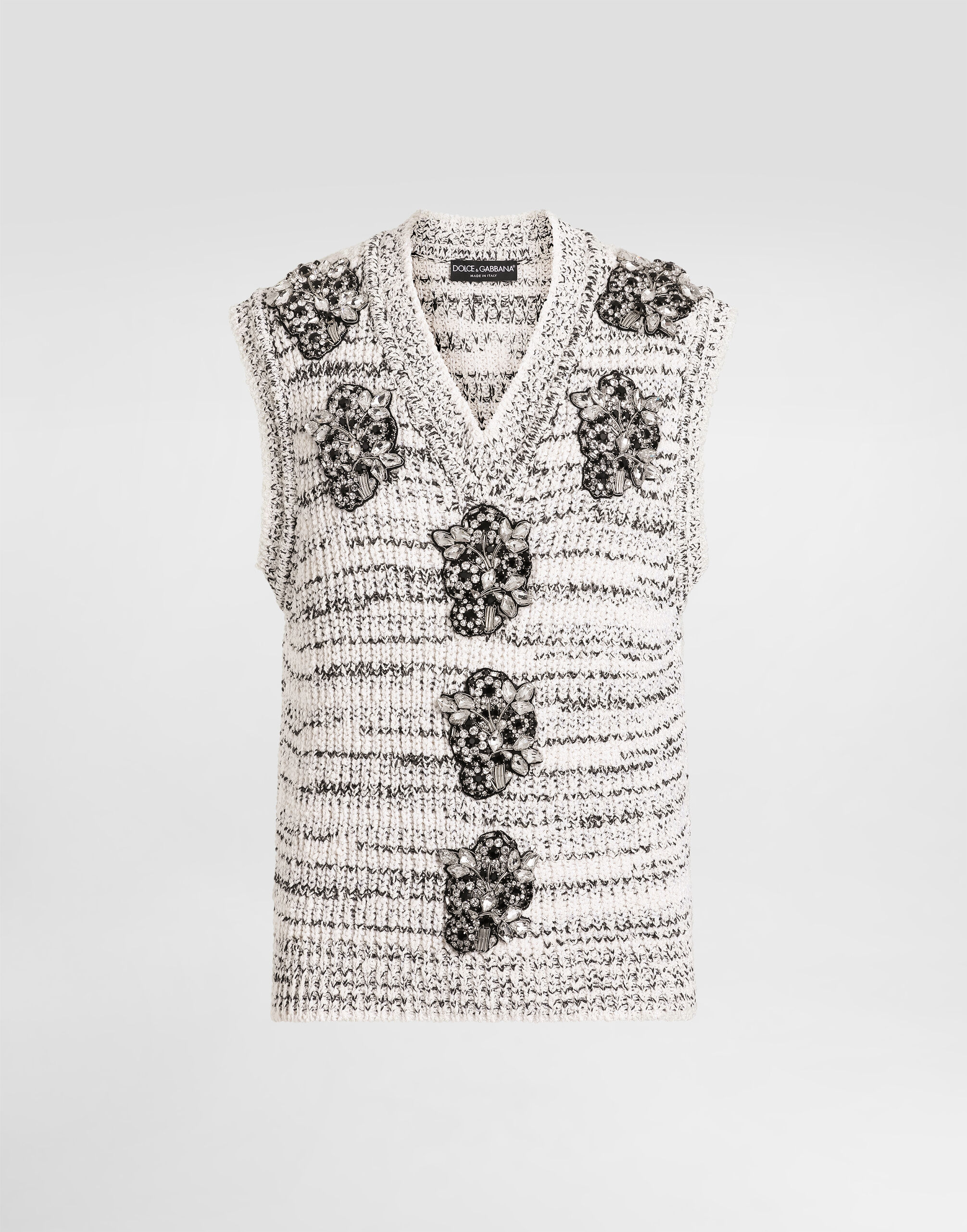 新品タグ付き　DOLCE&GABBANA　デカロゴ刺繍　ニットベスト　M Intarsia pullover vest in Multicolor for Men | Dolce&Gabbana®