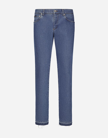 Dolce & Gabbana Jeans Slim aus blauem Stretchdenim Weiss G2QU6TFU269