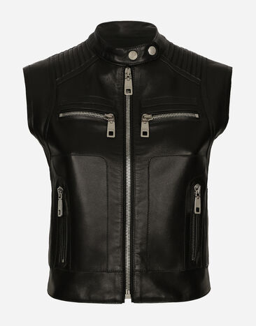 Dolce & Gabbana Gilet con zip in pelle Black F9M88LGDAPK
