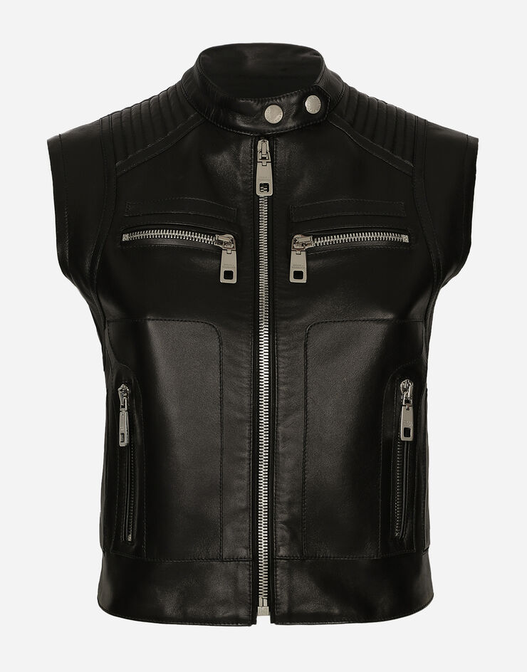 Dolce & Gabbana Gilet con zip in pelle Black F9M88LGDAPK