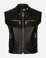 Dolce & Gabbana Zip-up leather vest Black F0D1OTFUMG9