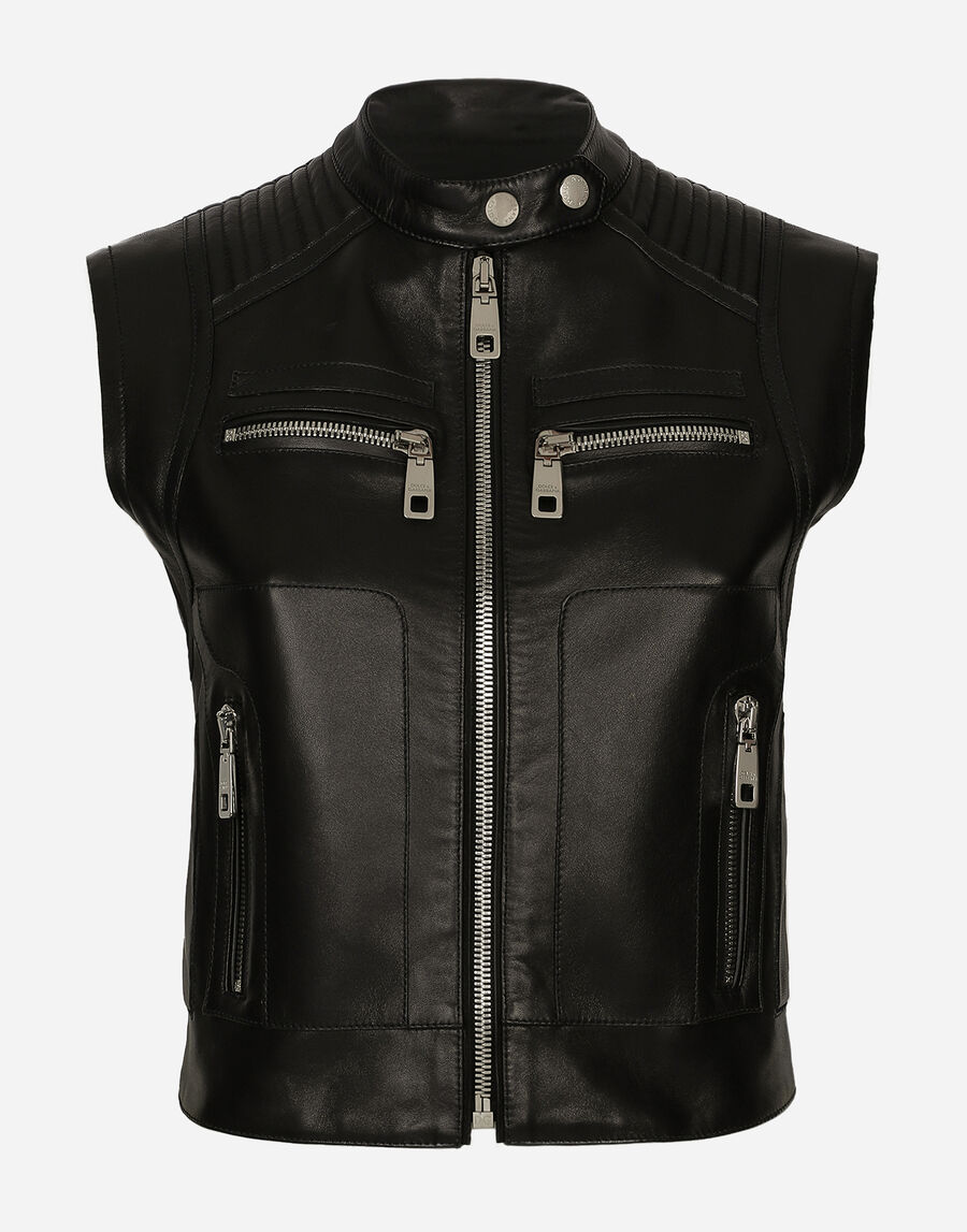 Zip-up leather vest