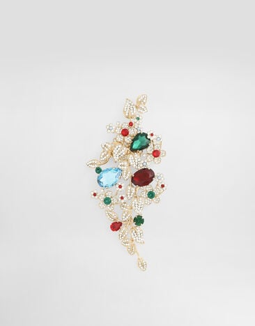 Dolce & Gabbana دبوس بروش زهور كبير بأحجار راين Multicolor WPR7F5W1111