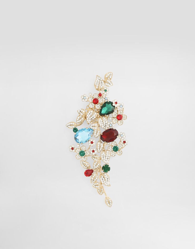 Dolce & Gabbana دبوس بروش زهور كبير بأحجار راين Multicolor WPR7F5W1111
