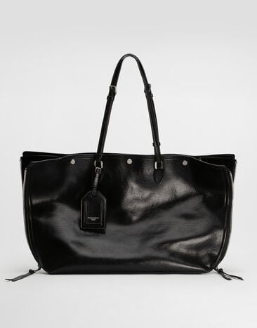 Dolce & Gabbana Atene calfskin shopping bag Black BM2535AH850