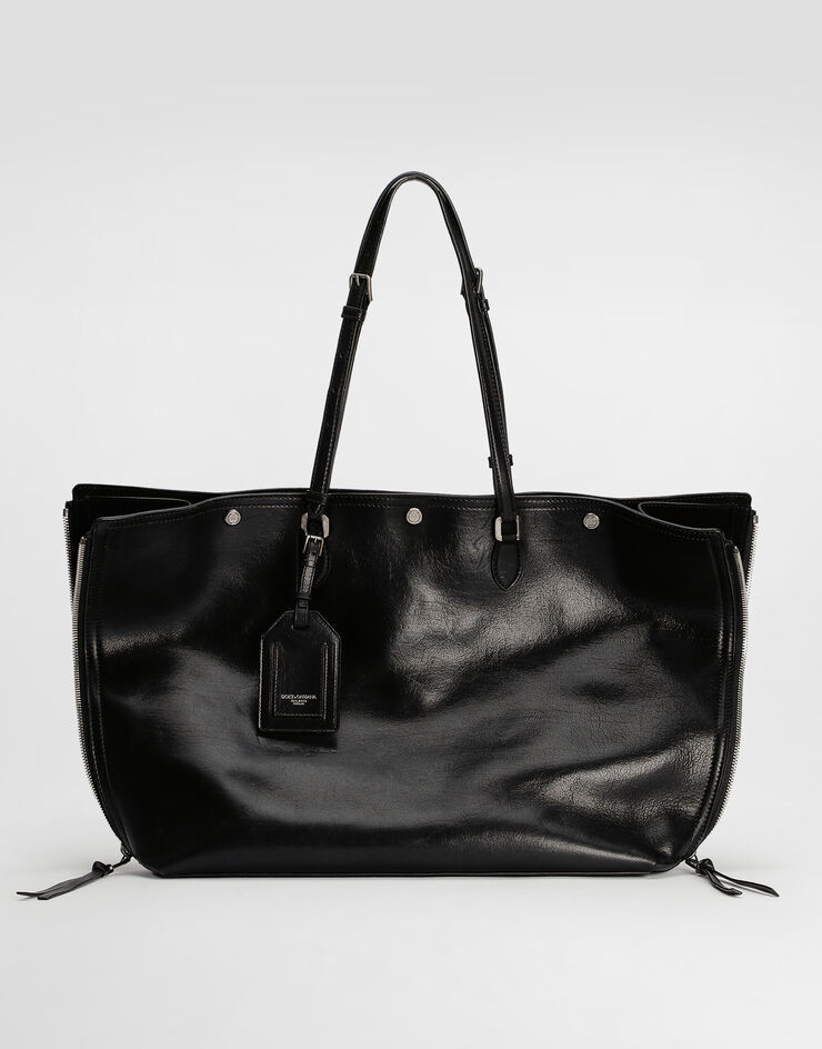 Dolce & Gabbana Atene calfskin shopping bag Black BM2535AH850