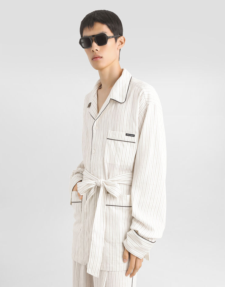 Dolce & Gabbana Linen-silk vanity robe Multicolor G2UZ3TFBMF1