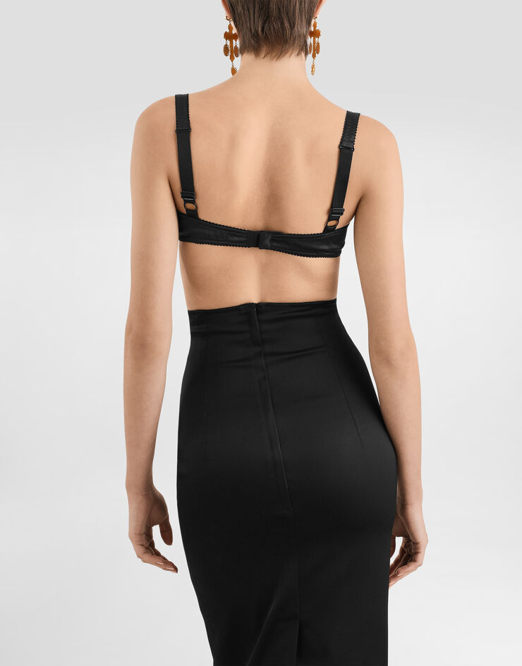 Dolce & Gabbana Balconette-BH aus Satin mit kegelförmigen Körbchen Schwarz O1B12TON06G