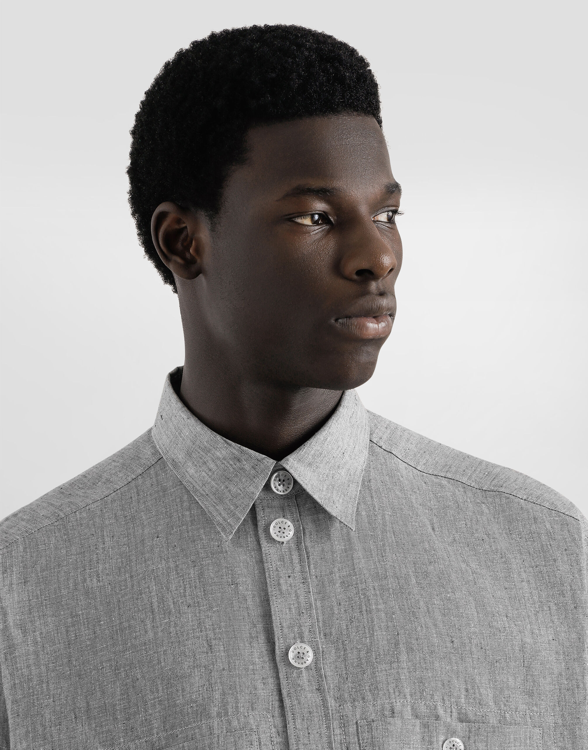 Washed linen canvas shirt in Grey for Men | Dolce&Gabbana® US