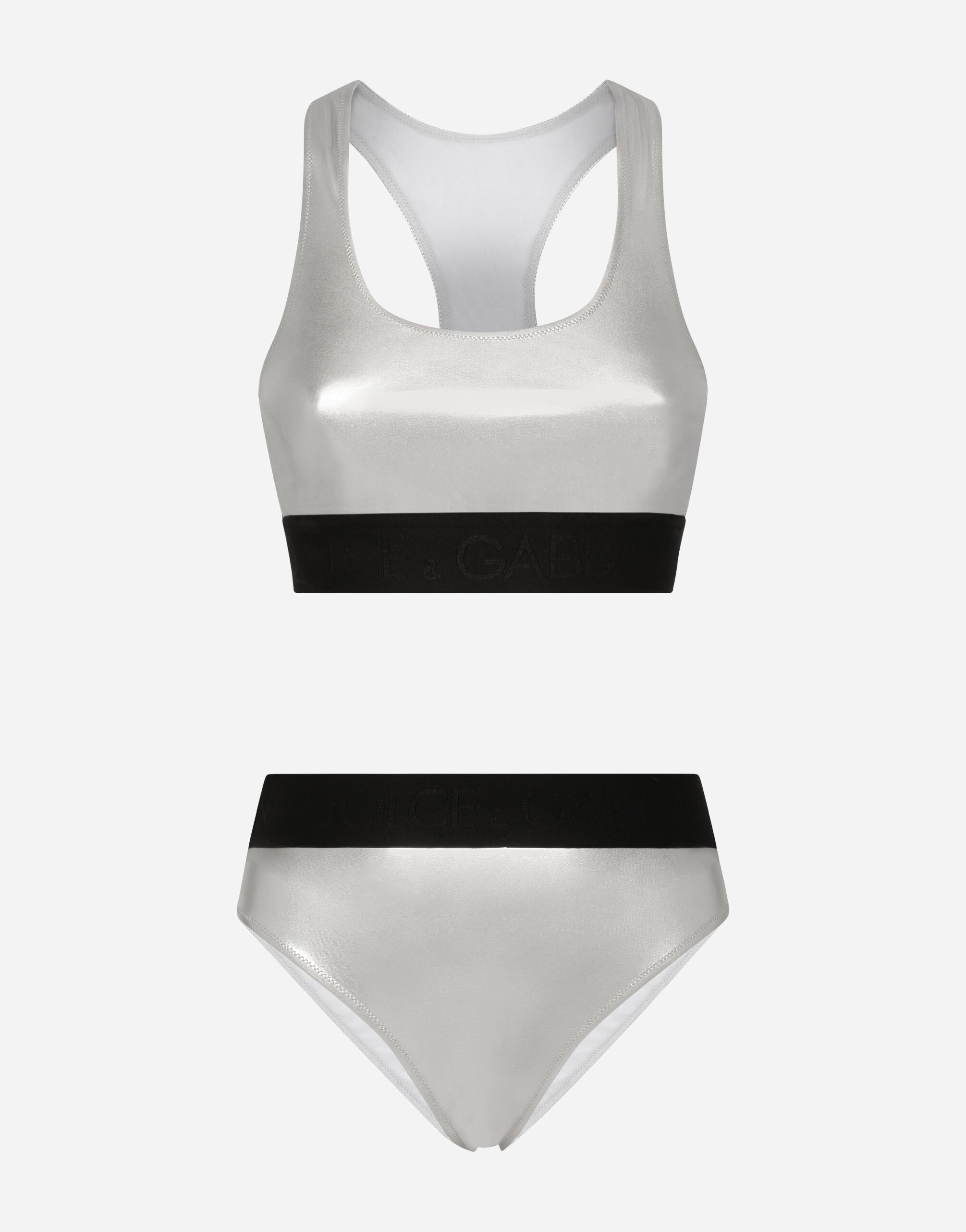 Dolce & Gabbana KIM DOLCE&GABBANA Foiled bikini with branded elastic Print O8C09JFSG8G