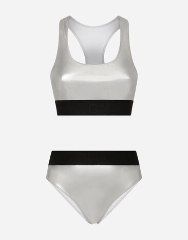 Dolce & Gabbana KIM DOLCE&GABBANA Foiled bikini with branded elastic Silver O8C07JFUSOZ