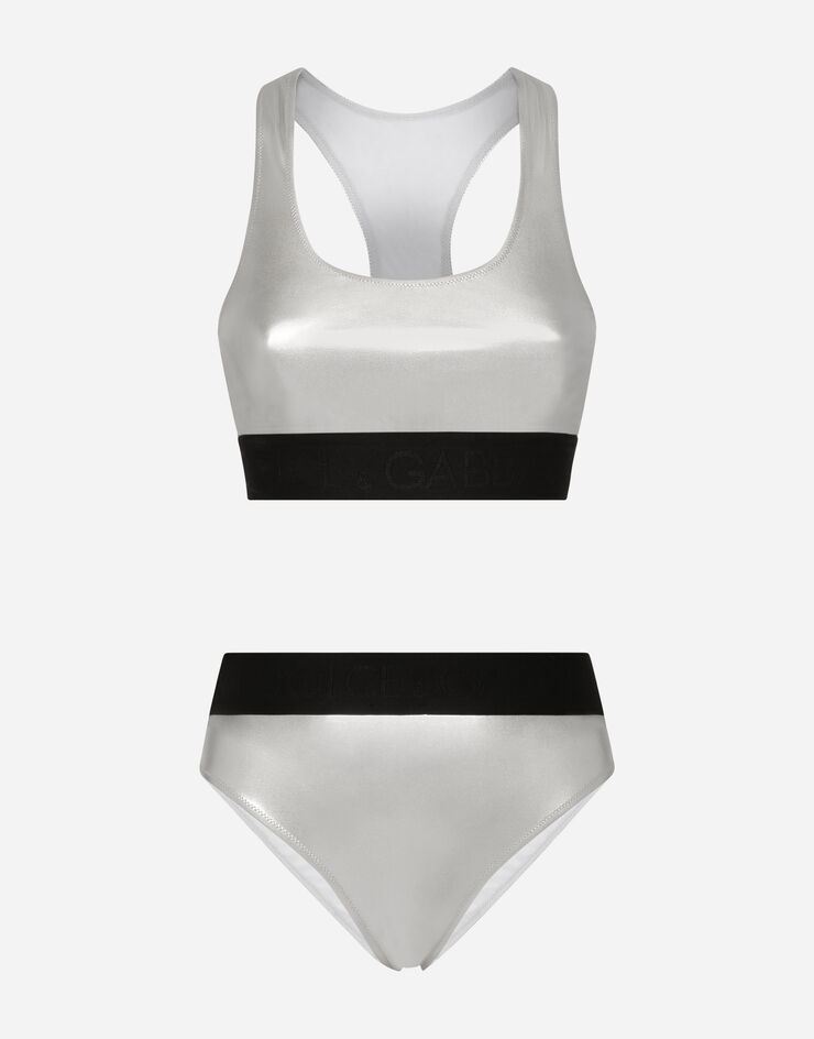 Dolce & Gabbana KIM DOLCE&GABBANA Foiled bikini with branded elastic Plateado O8C07JFUSOZ