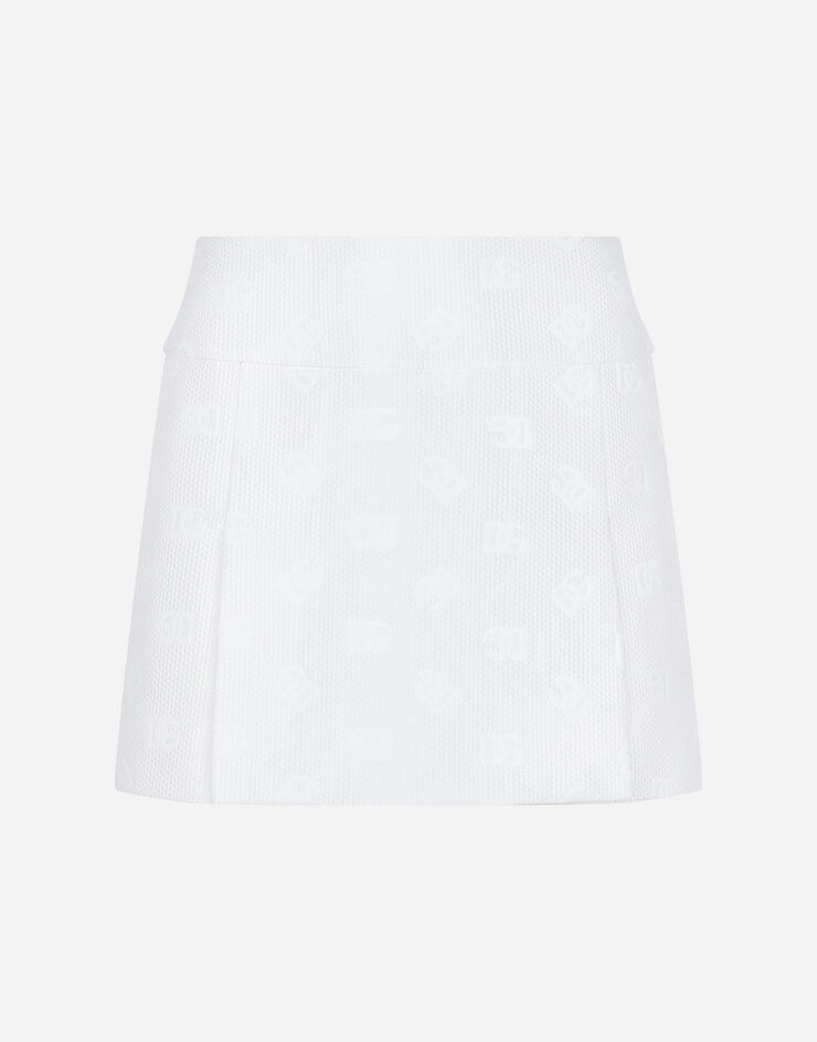 Dolce & Gabbana Quilted jacquard miniskirt with DG logo White F4CEATHJMOW