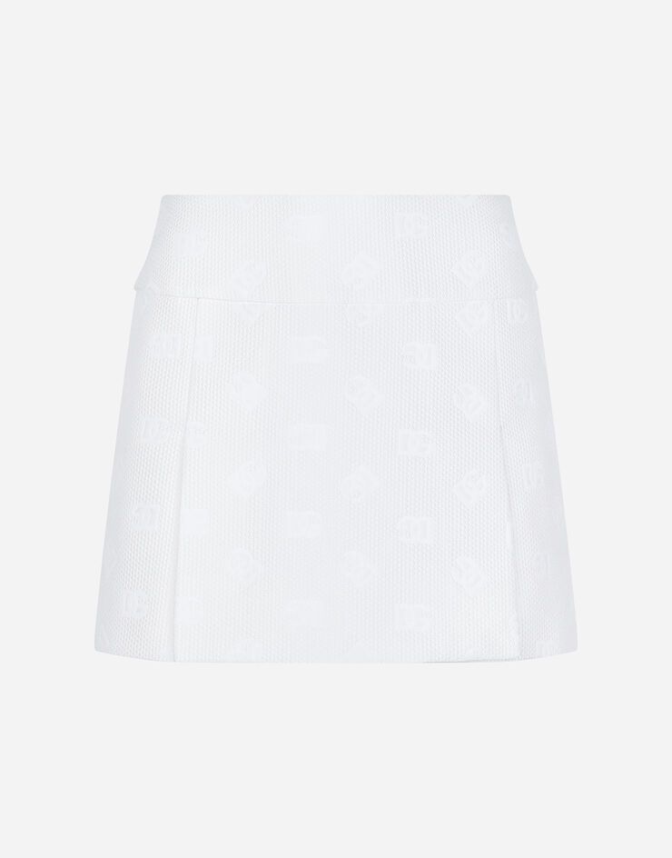 Dolce & Gabbana DG 徽标绗缝提花迷你半裙 白 F4CEATHJMOW