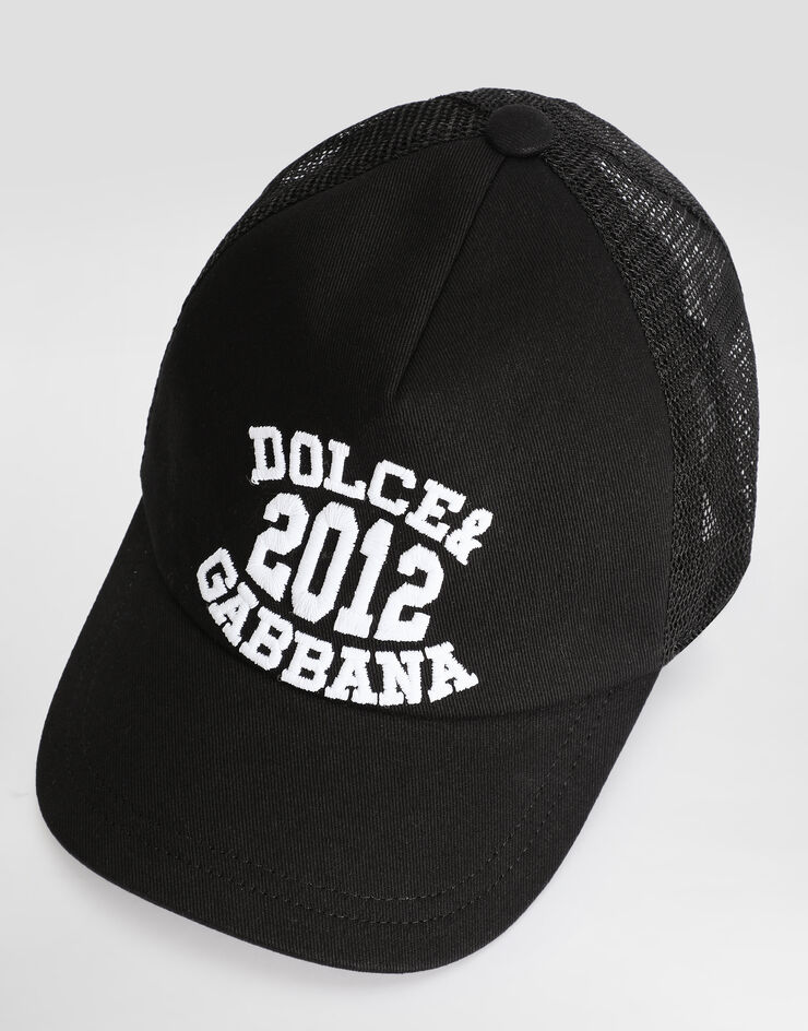 Dolce & Gabbana Cappello da baseball in twill e rete con ricamo Nero LB4H80G7PBP