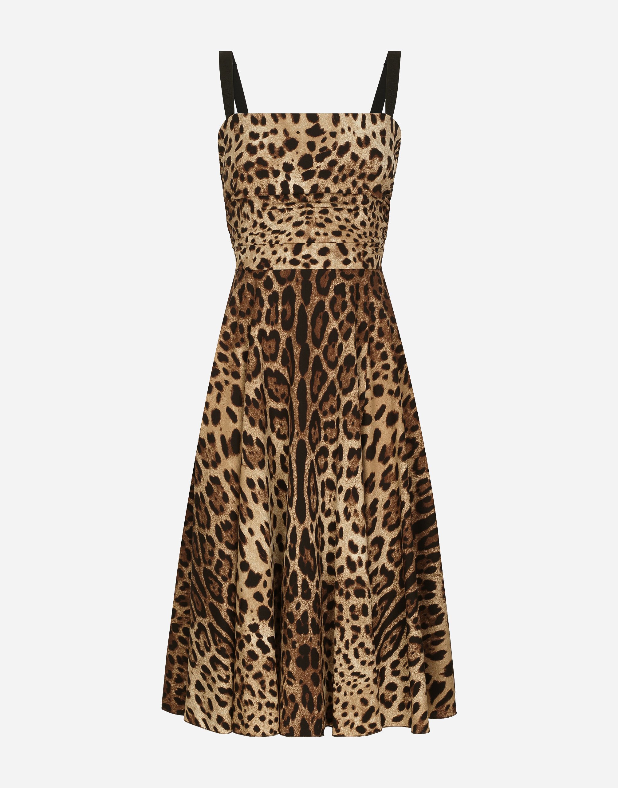 Dolce&Gabbana Vestido cruzado de cady con estampado de leopardo Estampado Animalier F9R11THSMW8